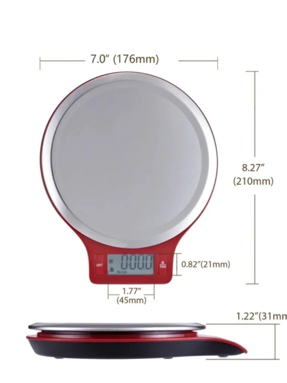 Mainstays Red Digital Kitchen Scale with Stainless Steel Platform